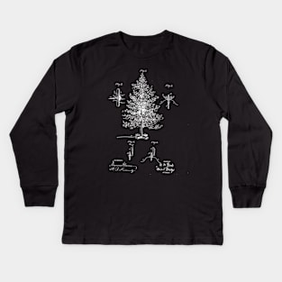 Christmas Tree Vintage Patent Drawing Kids Long Sleeve T-Shirt